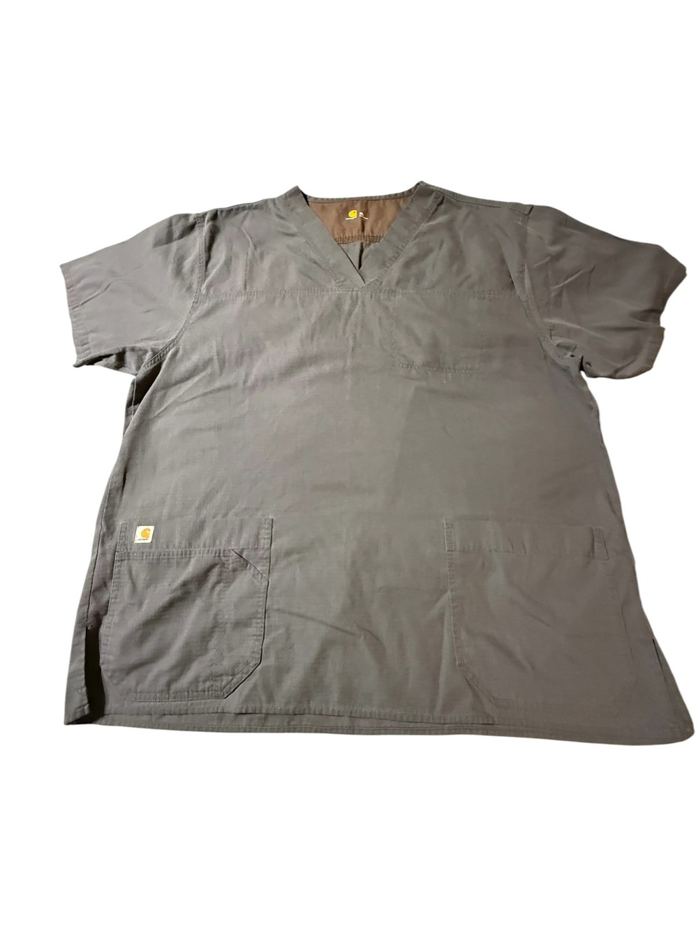 Carhartt Men's Ripstop Utility Scrub Top XL Navy Blue/Gray  V-Neck Medical Shirt